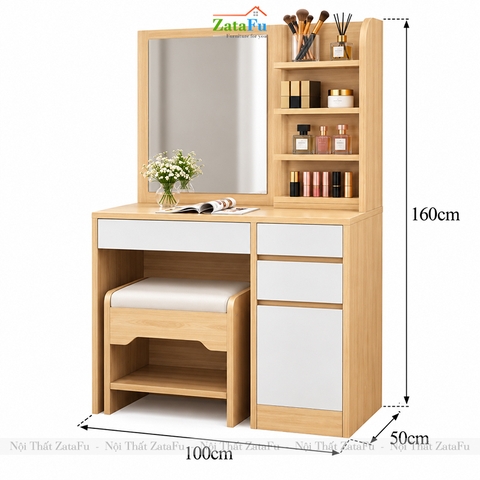 Bàn Trang Điểm Phong Cách Bắc Âu Có Kèm Ghế Thiết Kế Đơn Giản BTD-33 ZataFu