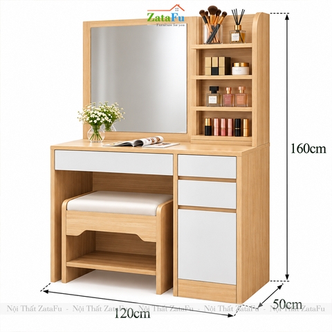 Bàn Trang Điểm Phong Cách Bắc Âu Có Kèm Ghế Thiết Kế Đơn Giản BTD-33 ZataFu