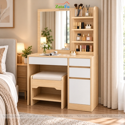 Bàn Trang Điểm Phong Cách Bắc Âu Có Kèm Ghế Thiết Kế Đơn Giản BTD-33 ZataFu