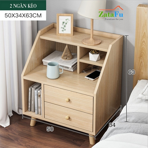 Kệ đầu giường 2 ngăn kéo phong cách Bắc Âu TUTT-02