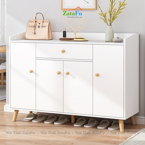 Tủ đựng giày gỗ 4 cánh chân gỗ TGIAY-07