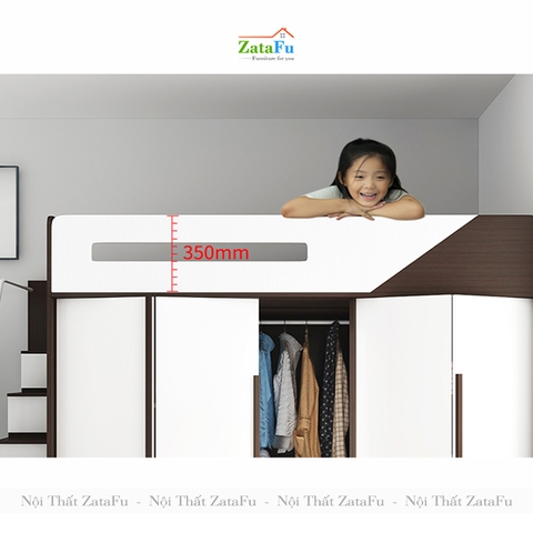 Giường tầng đôi 2 người tích hợp không gian tủ quần áo GG-08