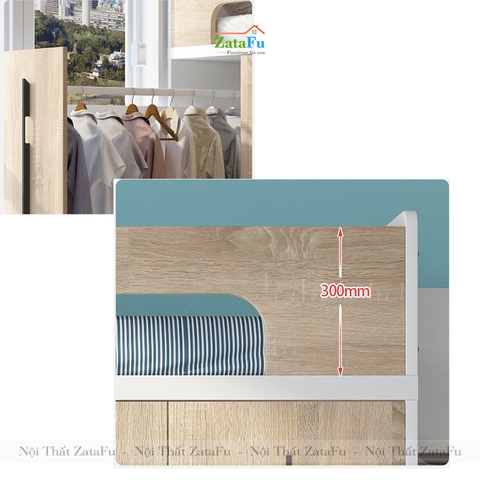 Giường tầng cho trẻ tích hợp tủ quần áo và ngăn đựng sách GG-07