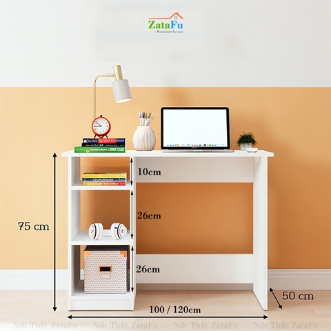 Bàn Làm Việc Gỗ Giá Rẻ Kèm Kệ Sách BLV-36 ZataFu