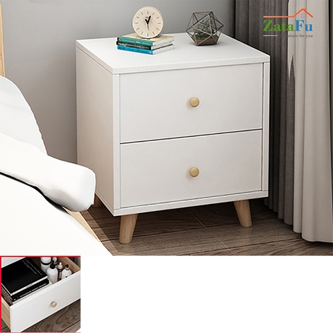 Tủ Kệ Để Đầu Giường Có 2 Ngăn Kéo Trang Trí Phòng Ngủ TUTT-01 ZataFu