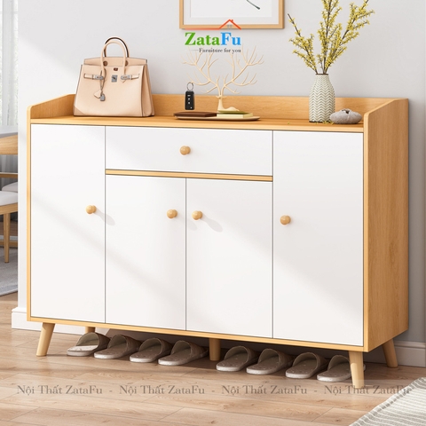 Tủ đựng giày gỗ 4 cánh chân gỗ TGIAY-07