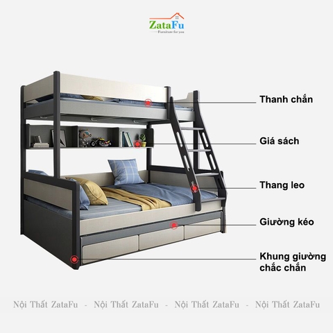 Giường ngủ 2 tầng tích hợp nhiều tiện nghi cho bé GG-32