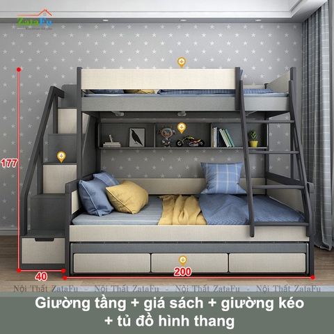 Giường ngủ 2 tầng tích hợp nhiều tiện nghi cho bé GG-32