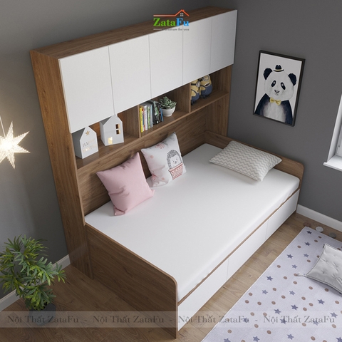 Giường ngủ phối hợp kệ sách, tủ quần áo phòng ngủ GG-21