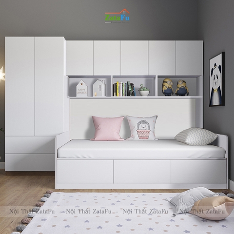 Giường ngủ phối hợp kệ sách, tủ quần áo phòng ngủ GG-21