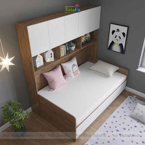Giường ngủ phối hợp kệ sách, tủ quần áo phòng ngủ GG-21