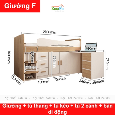 Giường ngủ thông minh nhiều modul kết hợp cho bé mẫu 2 GG-43