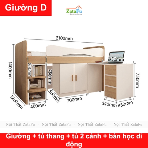 Giường ngủ thông minh nhiều modul kết hợp cho bé mẫu 2 GG-43