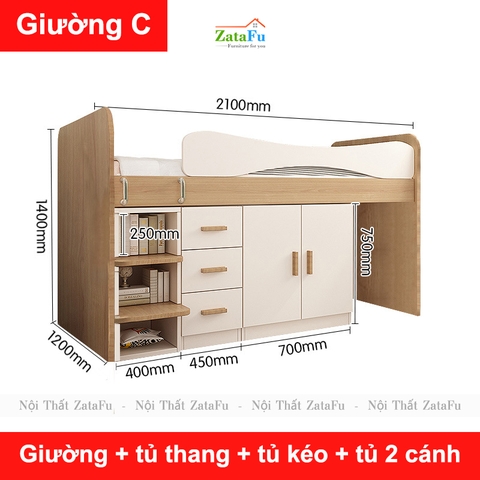 Giường ngủ thông minh nhiều modul kết hợp cho bé mẫu 2 GG-43