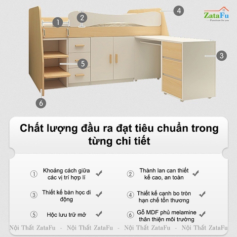 Giường ngủ thông minh nhiều modul kết hợp cho bé mẫu 2 GG-43