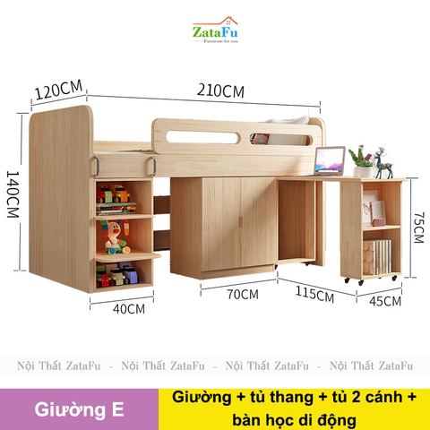 Giường ngủ đa năng kết hợp modul nội thất hiện đại cho bé GG-42
