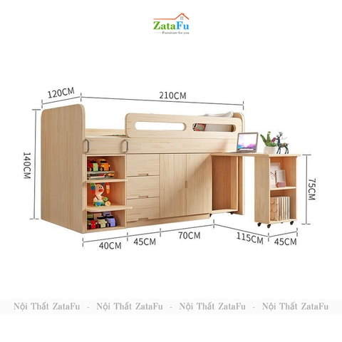 Giường ngủ đa năng kết hợp modul nội thất hiện đại cho bé GG-42