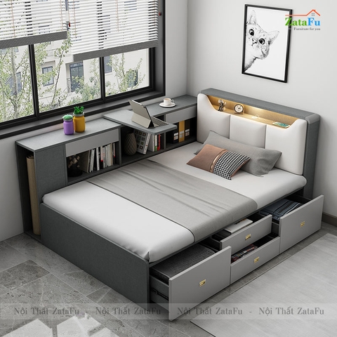 Giường ngủ đa năng kết hợp kệ sách bàn xoay GG-31