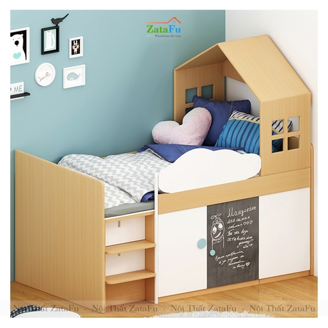 Giường ngủ cho bé kèm tủ quần áo và kệ GG-04