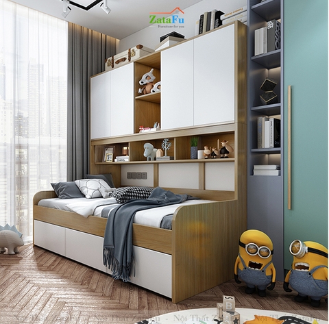 Giường ngủ đơn tích hợp ngăn kéo và tủ GG-02