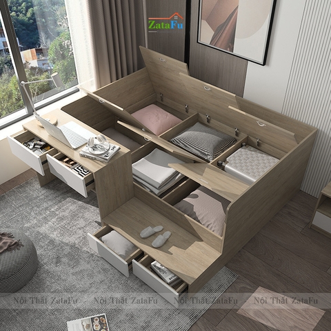 Giường gỗ kết hợp sáng tạo cho phòng ngủ hiện đại GG-33