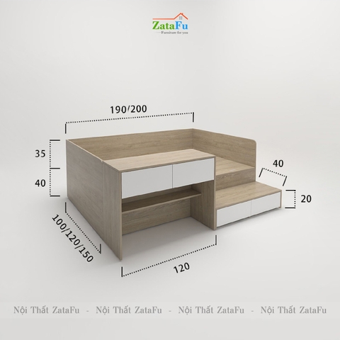 Giường gỗ kết hợp sáng tạo cho phòng ngủ hiện đại GG-33