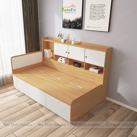 Giường ngủ tích hợp kệ sách trang trí và bàn làm việc GG-14