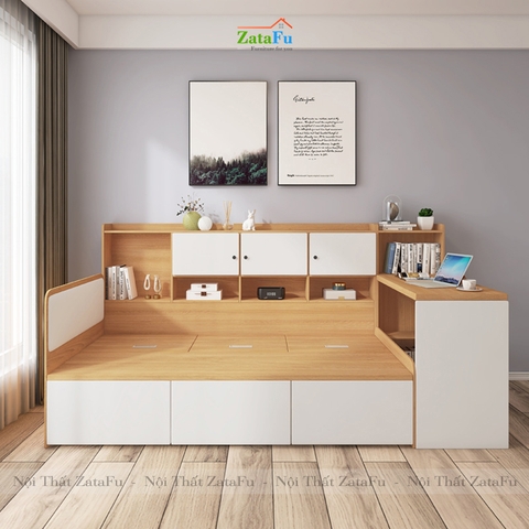 Giường ngủ tích hợp kệ sách trang trí và bàn làm việc GG-14