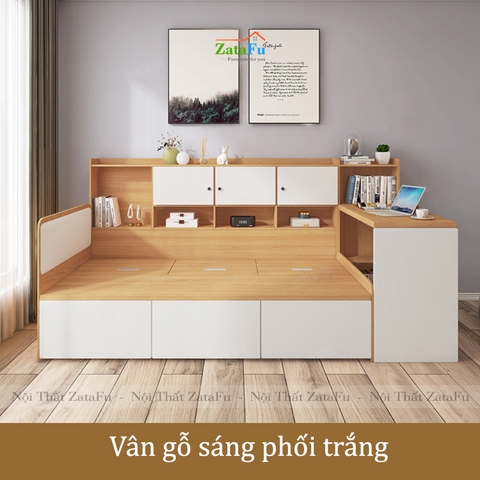 Giường ngủ tích hợp kệ sách trang trí và bàn làm việc GG-14