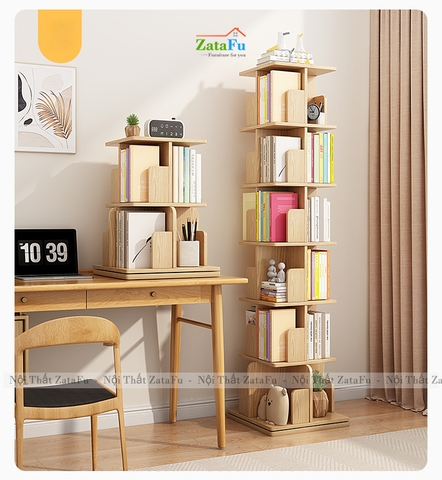 Kệ Đựng Sách Xoay 360 Độ Kệ Gỗ Trang Trí Sách Vở Kệ Xoay Cho Bé KTT-143 ZataFu