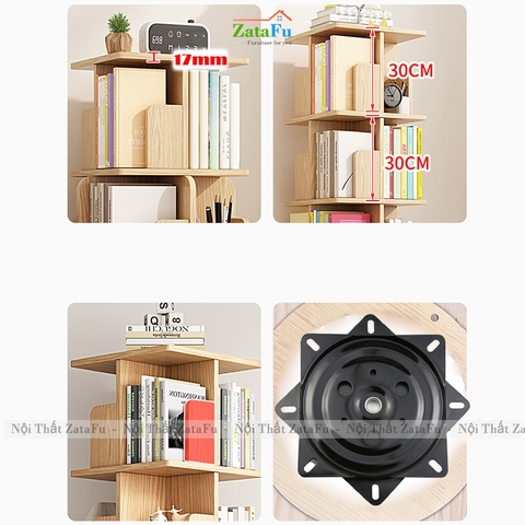 Kệ Đựng Sách Xoay 360 Độ Kệ Gỗ Trang Trí Sách Vở Kệ Xoay Cho Bé KTT-143 ZataFu