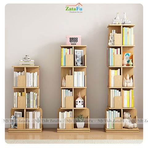 Kệ Đựng Sách Xoay 360 Độ Kệ Gỗ Trang Trí Sách Vở Kệ Xoay Cho Bé KTT-143 ZataFu