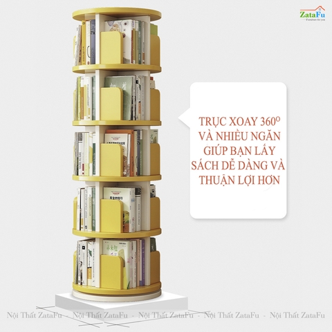 Kệ Đựng Sách Xoay 360 Độ Kệ Gỗ Trang Trí Xoay Cho Bé KTT-135 ZataFu