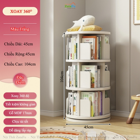 Kệ Đựng Sách Xoay 360 Độ Kệ Gỗ Trang Trí Xoay Cho Bé KTT-135 ZataFu