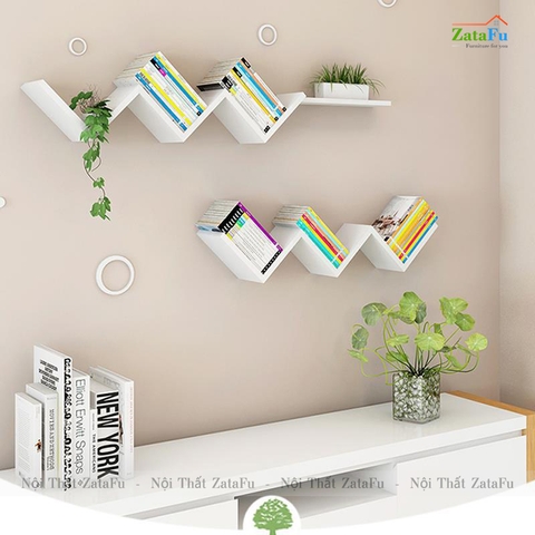 Kệ gỗ treo tường kệ sách decor đa dạng phân loại độc đáo KTT-107