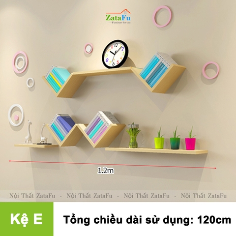 Kệ gỗ treo tường kệ sách decor đa dạng phân loại độc đáo KTT-107