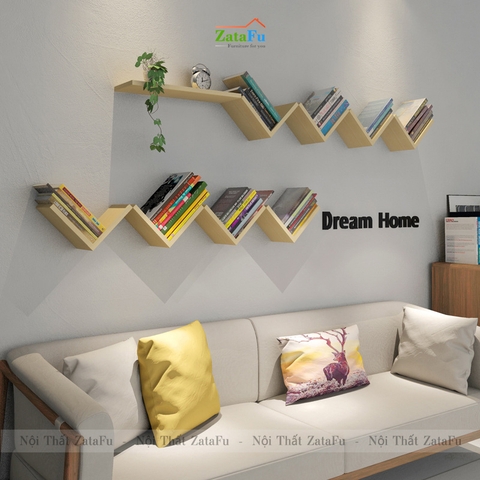 Kệ gỗ treo tường kệ sách decor đa dạng phân loại độc đáo KTT-107