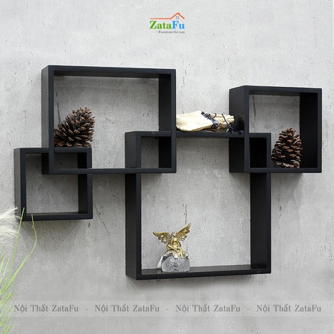 Kệ decor gắn tường ô vuông lồng ghép ấn tượng KTT-121