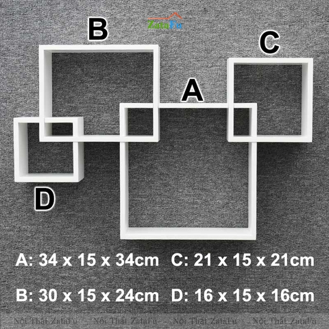 Kệ decor gắn tường ô vuông lồng ghép ấn tượng KTT-121