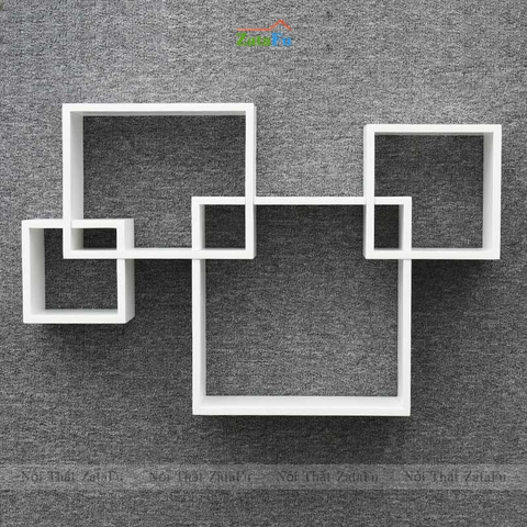 Kệ decor gắn tường ô vuông lồng ghép ấn tượng KTT-121