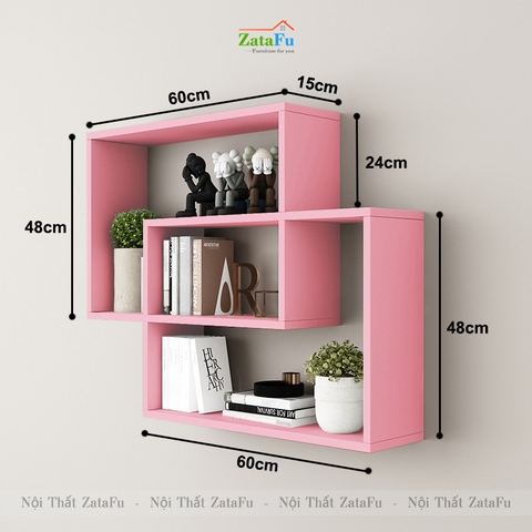 Kệ chữ nhật ghép đôi decor gắn tường phong cách KTT-110