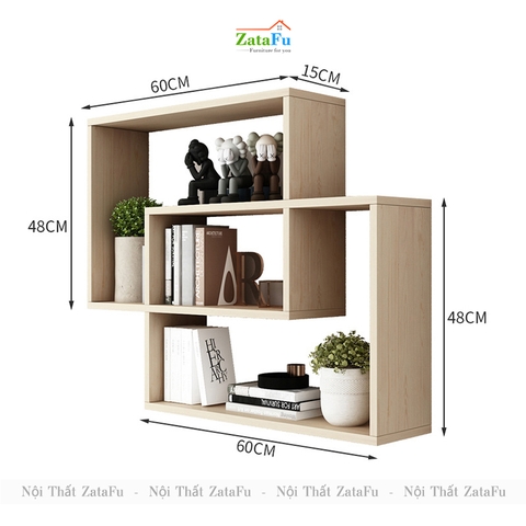 Kệ chữ nhật ghép đôi decor gắn tường phong cách KTT-110