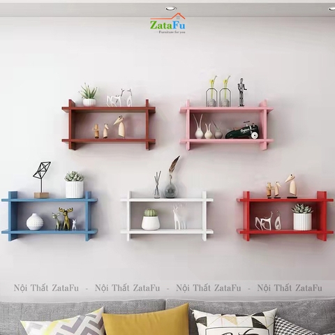 Kệ gỗ mini hình thang decor gắn tường xinh xắn KTT-113