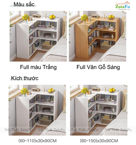 Kệ sách gỗ xoay gấp gọn hiện đại cho phòng ngủ của bé KTT-61
