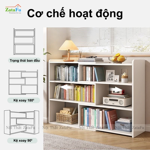 Kệ sách gỗ xoay gấp gọn hiện đại cho phòng ngủ của bé KTT-61