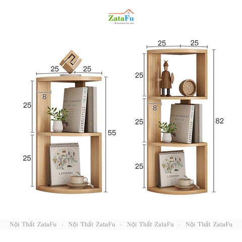 Kệ Sách Gỗ Góc Tường Trang Trí Decor Để Bàn Làm Việc KTT-119