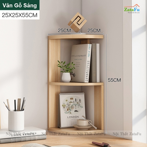 Kệ Sách Gỗ Góc Tường Trang Trí Decor Để Bàn Làm Việc KTT-119