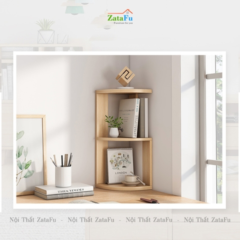 Kệ Sách Gỗ Góc Tường Trang Trí Decor Để Bàn Làm Việc KTT-119
