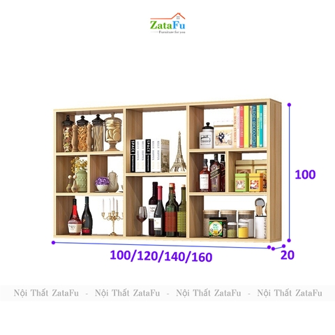 Kệ sách gắn tường trang trí phân ô phong cách KTT-124