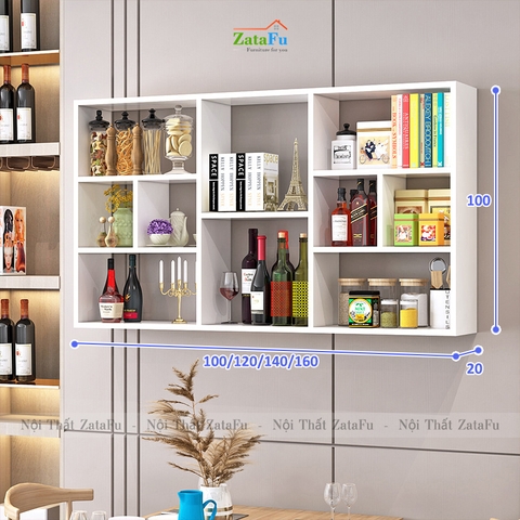 Kệ sách gắn tường trang trí phân ô phong cách KTT-124